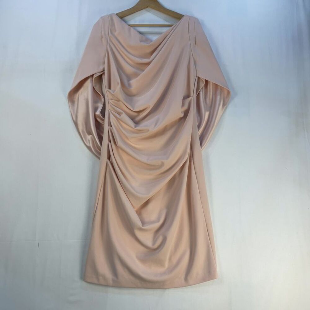 Betsy & Adam Soft Blush Draped Midi Dress